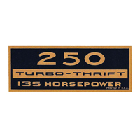 6 Cylinder Valve Cover Decal, 250 Turbo-Thrift 135 Hp