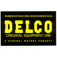 3 7/8 x 6 1/4 Delco Battery Decal Black & Yellow