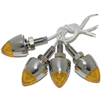 License Plate Bullet Bolt Set, Chrome Lighted, 12 Volt, Amber, 4 Pcs.