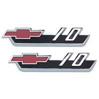 62 Chevrolet Cowl Panel Emblems, Chrome w/ Red and Black Painted, Bowtie 