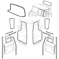 62-63 Weatherstrip Kit, Standard Cab, Small Rear Window, w/ Metal Frames
