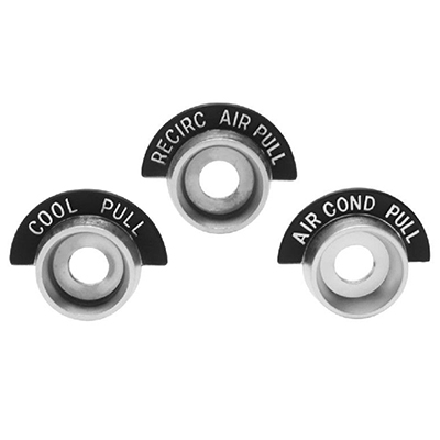 63-66 A/C Dash Indicator Bezels, 3 Pcs.