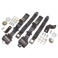 67-72 Bench Seat Belt Set, Replacement 3-Point Retractable, Black