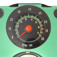 67-68 Complete Dash Cluster Kit, 8000 RPM Tachometer, w/o Vacuum Gauge