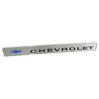 67-68 Chevrolet Glove Box Door Emblem, Chrome w/ Black Letters and Blue Bowtie