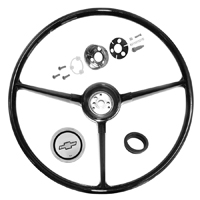 67-68 Chevorlet Truck Steering Wheel Kit, Standard, Black, Bowtie Cap