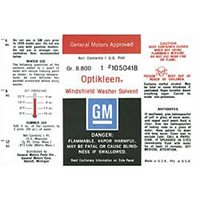 59-72 Chevrolet Optikleen Bottle Decal/Label, GM #1050418