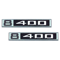 69-72 Front Fender Emblems, 8-400, Black and Chrome