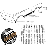 69-72 Chevrolet Blazer / GMC Jimmy Lower Body Side Molding Kit, Woodgrain, w/ Metal Clips, 10 Pcs.