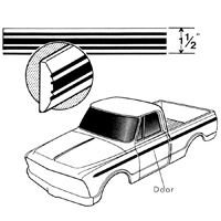 69-72 Upper Side Molding, Door, LH