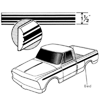 69-72 Upper Side Molding, Bed, Shortbed LH or RH