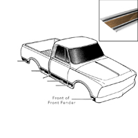 69-72 Front of Front Fender Lower Side Molding, Woodgrain, RH