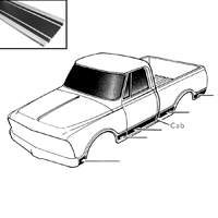 69-72 Cab Lower Side Molding, Black, LH