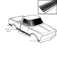 69-72 Front Lower Bed Molding, Shortbed, Black, RH