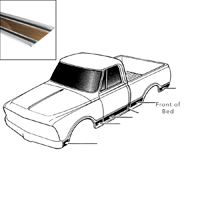 69-72 Front Lower Bed Molding, Shortbed, Woodgrain, LH