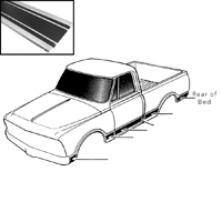 69-72 Rear Lower Bed Molding, Shortbed/Blazer, Black, LH
