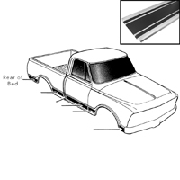 69-72 Rear Lower Bed Molding, Shortbed/Blazer, Black, RH