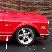 69-72 Blazer Rear Lower Fender Molding, Black, RH