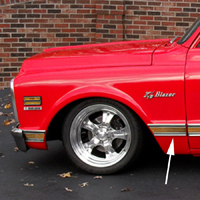 69-72 Blazer Rear Lower Fender Molding, Woodgrain, LH