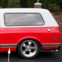 69-72 Blazer Lower Front Quarter Panel Molding, Black, LH