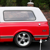 69-72 Blazer Lower Rear Quarter Panel Molding, Black, LH