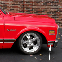 69-72 Blazer Front Lower Fender Molding, Black, RH