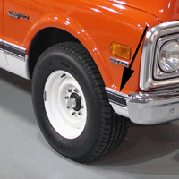 69-72 Suburban Front Lower Fender Molding, Black, RH