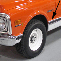 69-72 Suburban Rear Lower Fender Molding, Black, LH