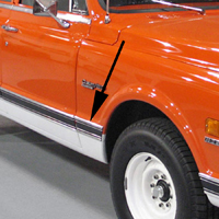 69-72 Suburban Rear Lower Fender Molding, Black, RH