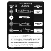 69-70 Blazer 4 X 4 Shift Pattern Decal w/ Instructions, 3959396