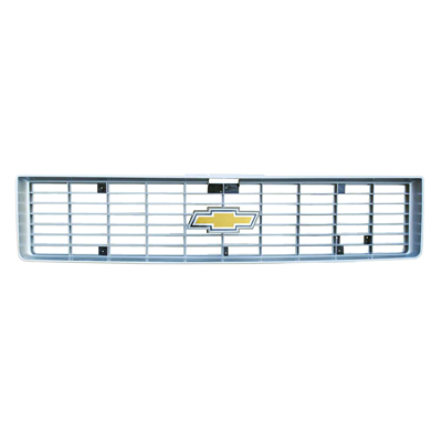 73-74 Chevrolet Grill, Silver Reproduction w/ Foil Emblem Insert