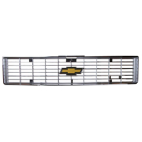 73-74 Chevrolet Grill, Chrome/Silver w/ Foil Emblem Insert, Reproduction