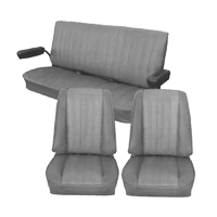 73-87 Blazer Front Low Back Buckets & Rear Bench Set, Vinyl/Velour Seat Upholstery, Black/Silver