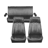73-87 Blazer Front High Back Buckets & Rear Bench Vinyl Seat Upholstery, Black