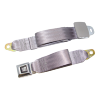 73-87 Seat Belt, W/ Stainless Steel Buckles & Silver Push Button, Gray