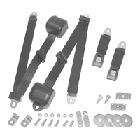 73-87 3-Point Retractable Seat Belt Set, Bench Seats, Black, Plastic Buckles