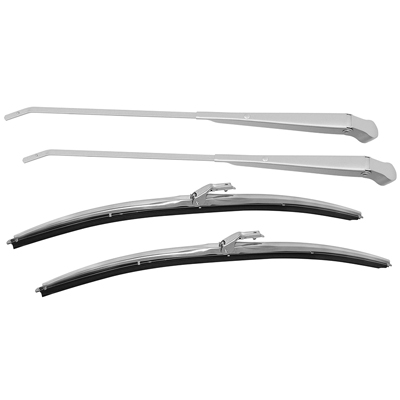 73-84 Chevrolet / GMC Truck Windshield Wiper Arms & Blades Kit, Stainless Steel, 4-Piece Kit