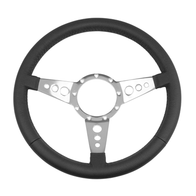 67-81 Camaro Volante Steering Wheel, Black 3 Spoke With Holes
