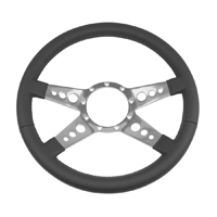 Volante Steering Wheel, Black Leather, 4 Spoke, W/ Holes