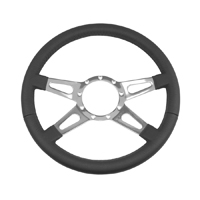 Volante Steering Wheel, Black Leather, 4 Spoke, W/ Slots