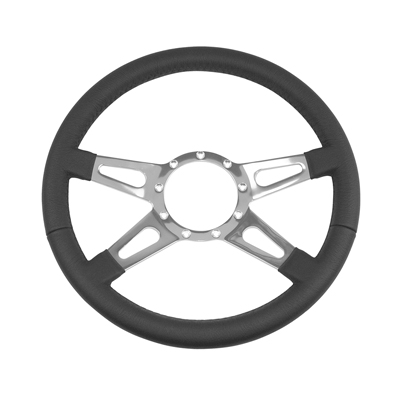 67-81 Camaro Volante Steering Wheel, Black 4 Spoke With Slots