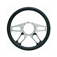 Black Tracker Style Billet Aluminum Steering Wheel