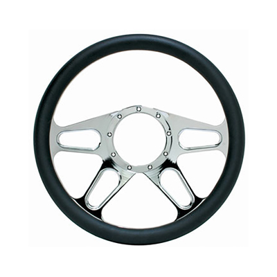 67-81 Camaro Black Leather Tracker Billet Aluminum Steering Wheel