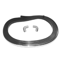 73-87 Rear Window Seal Lock Strip W/ Corner Clips, Chrome