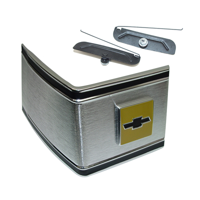 73-80 Chevrolet Rear Cab Corner Molding, with Bow Tie Emblem, RH