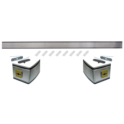 73-80 Chevrolet Rear Cab Molding Set, 3 Piece with Bow Tie Emblems