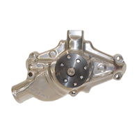 73-87 Edelbrock SB, Aluminum Water Pump, Short Pump, Polished