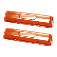 47-87 Truck Early Style Valve Covers- SB. Painted Orange. (No Oil Holes)