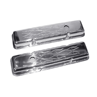 Small Block Polished Ball Milled Flame, Aluminum Valve Covers.