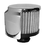 73-87 Universal Breather Cap Push In, Chrome Top W/ Shield